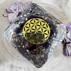 Orgonitová krabička s květem života - pro nabíjení a očistu krystalů, špěrků ad.