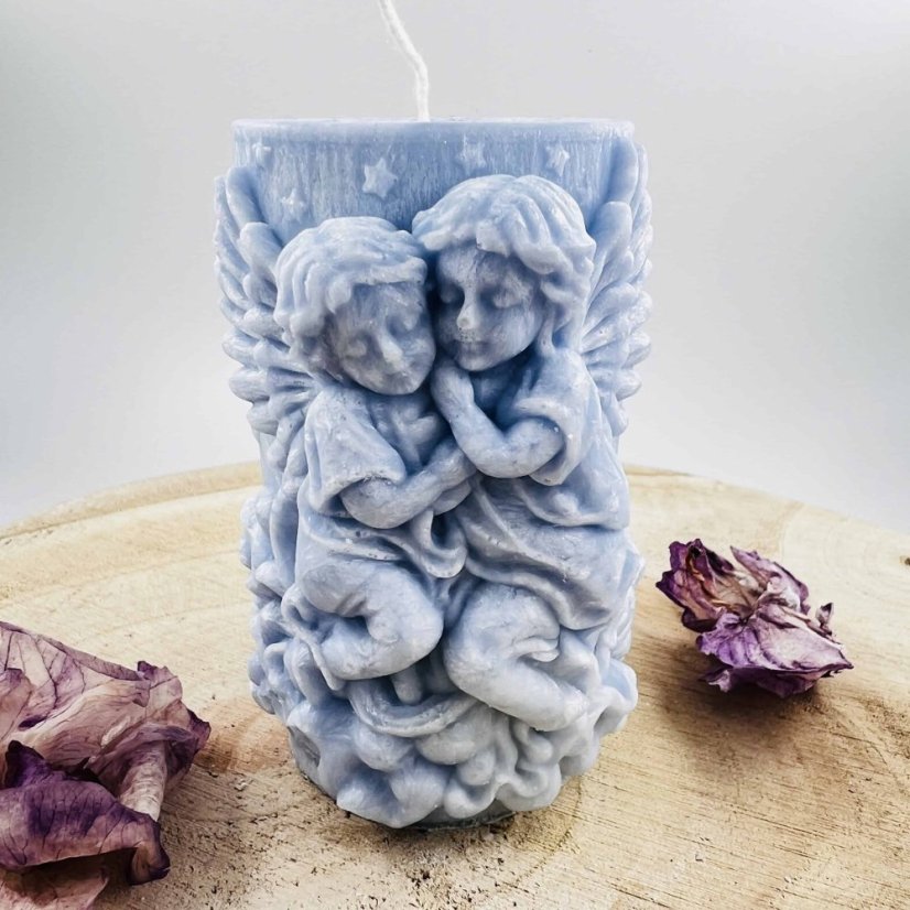 Přírodní andělská svíce - světle modrá