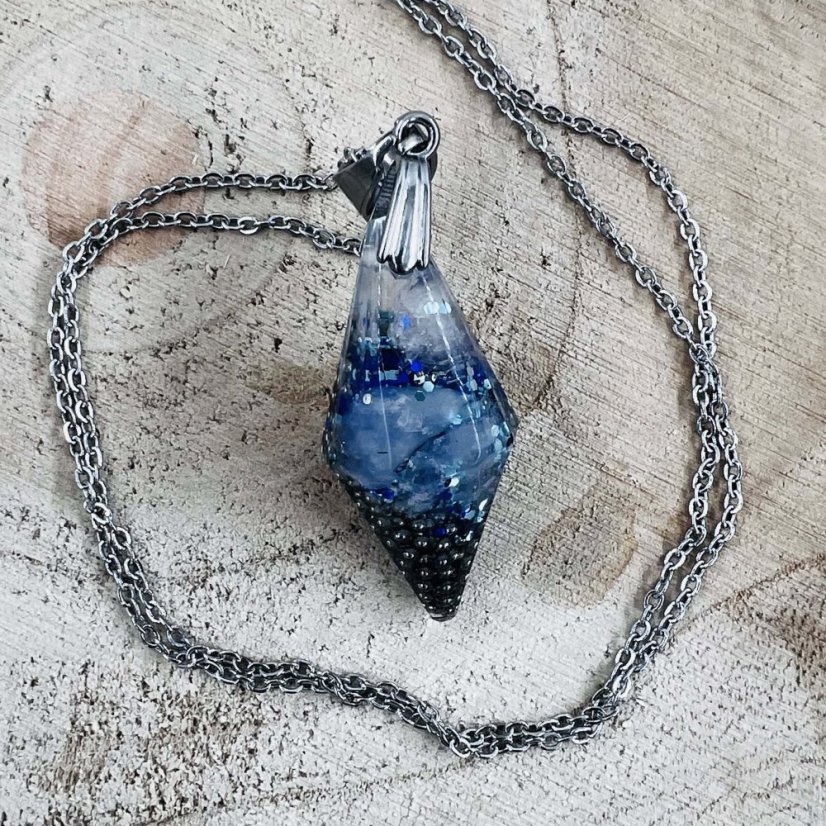 Orgonite pendulum / pendant with rock crystal - for intuition, cleansing and protection