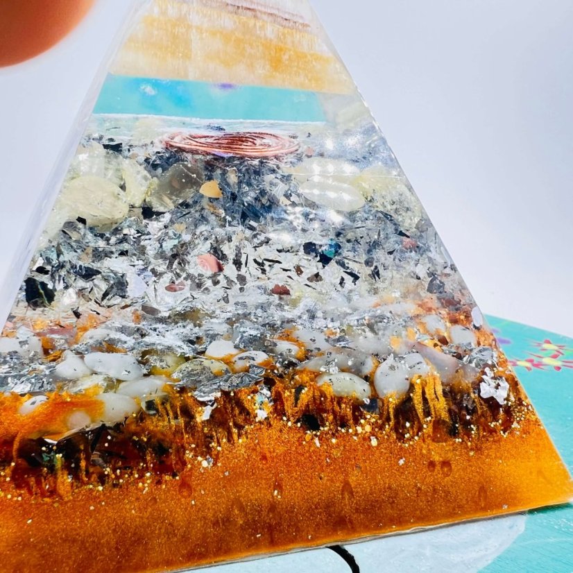 Orgonite pyramid for abundance, joy