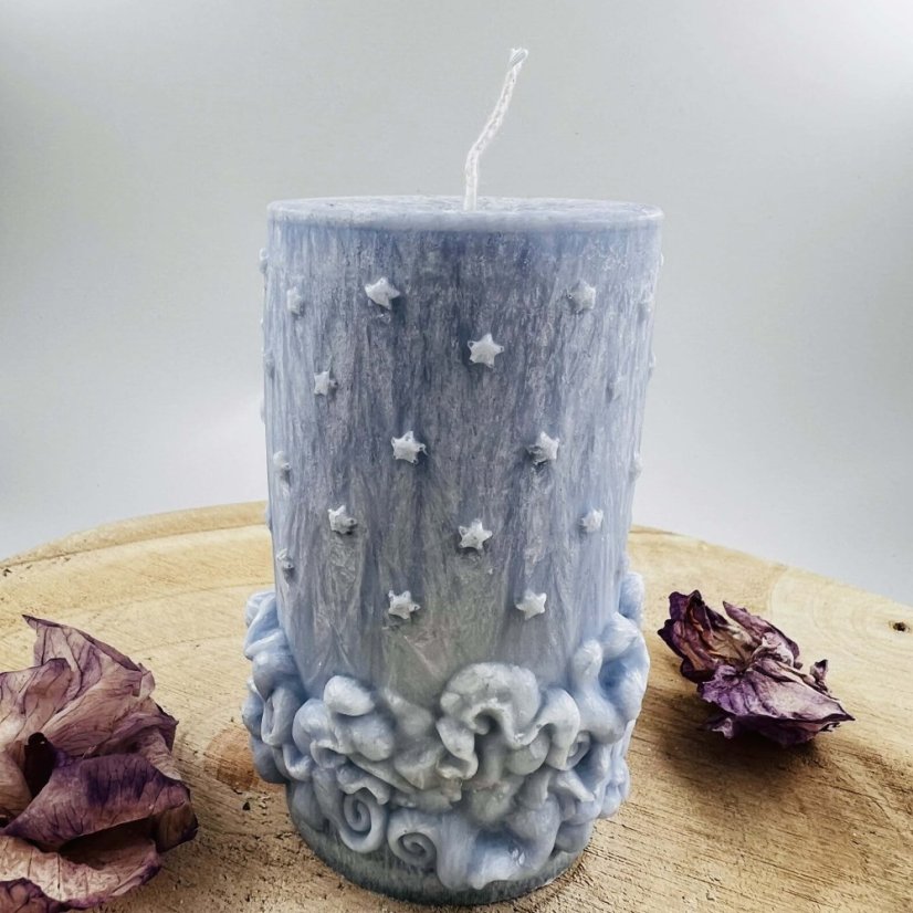 Přírodní andělská svíce - světle modrá