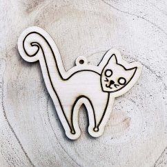 Strašidelná kočka - dřevěná dekorace / omalovánka