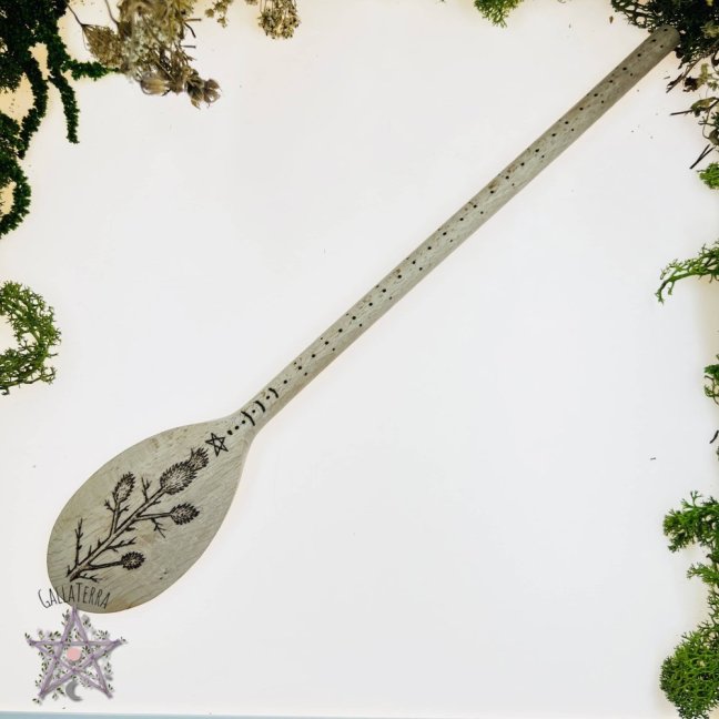 Magic wooden spoon - thistle - large