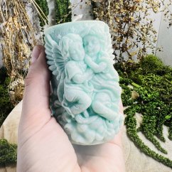 Přírodní andělská svíce - zelená - ochrana, hojnost