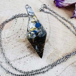 Orgonitové kyvadlo / přívěšek s labradoritem a opálem - pro magické napojení, ochranu energie a intuici