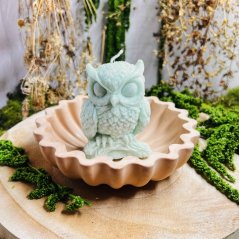 Přírodní rituální svíce - Sova - s magickou miskou