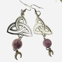 Náušnice triquetra - ametyst - intuice, magie, harmonie