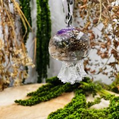 Orgonite jellyfish / fluorite necklace - for clarity and perceiving connections