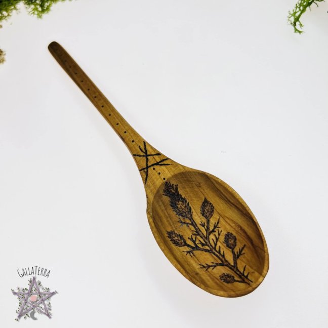 Wooden spoon - thistle - large