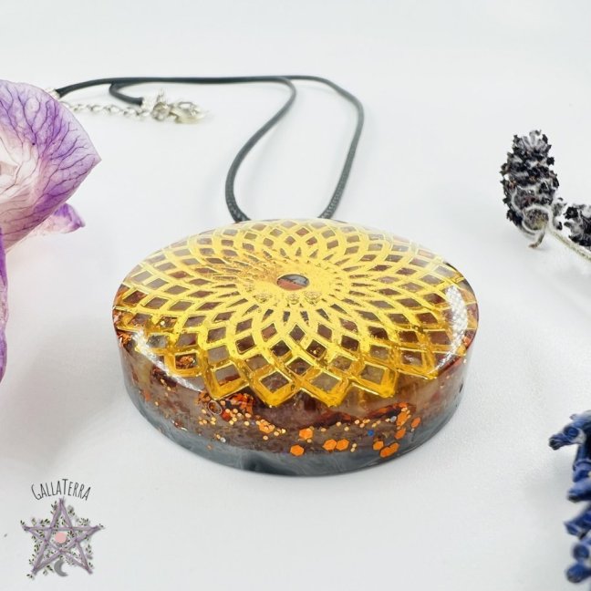 Orgonitový šperk / amulet / talisman s květem - Krásy západu slunce