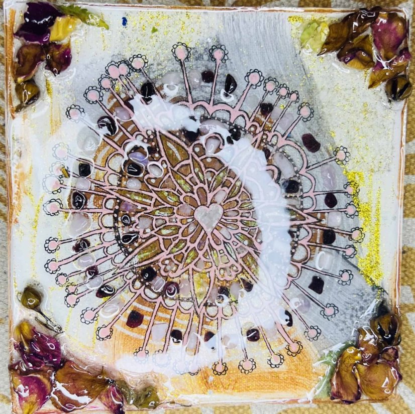 Energetický minerální obraz - Mandala pro lásku a vášeň