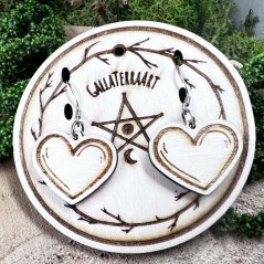 Autorské dřevěné náušnice - Srdce