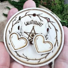 Autorské dřevěné náušnice - Srdce