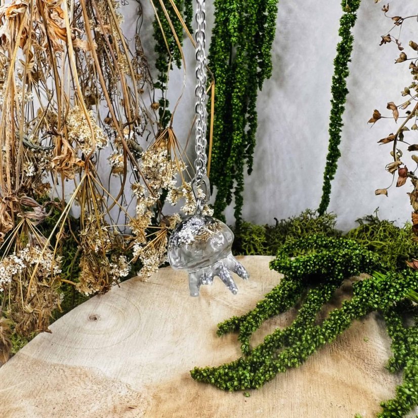 Orgonitová medúza / náhrdelník s alabastrem - pro čistotu, harmonii, uvolnění napětí