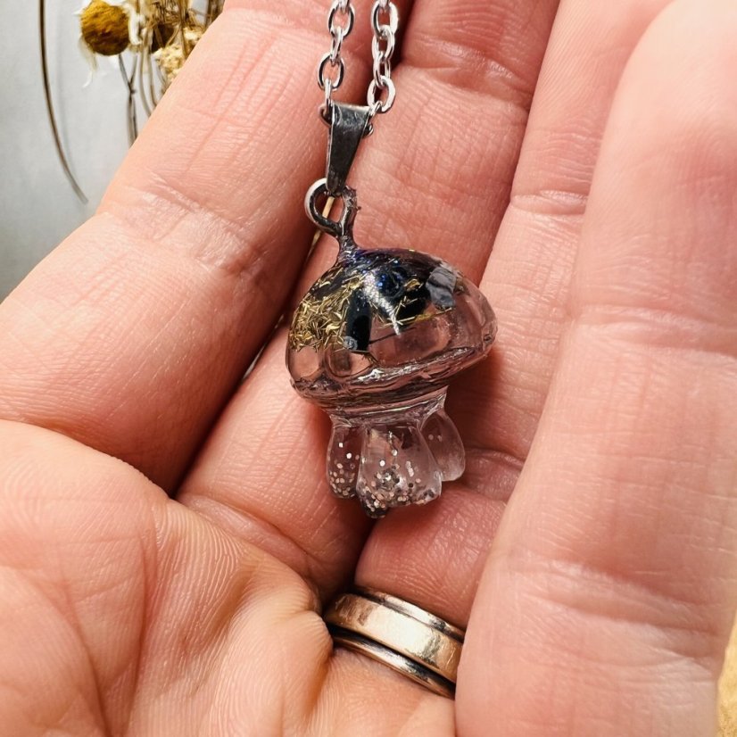 Orgonitová medúza / náhrdelník s alabastrem - pro čistotu, harmonii, uvolnění napětí