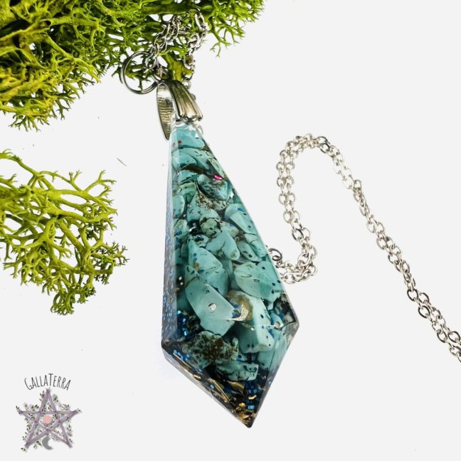 Orgonite pendulum - blue turquoise - communication & protection