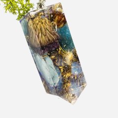Orgonite pendulum - thistle, apatite, opal - protection & intuition