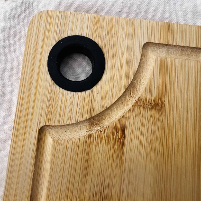 Kulaté akáciové prkénko s rukojetí - Lotosový květ 2