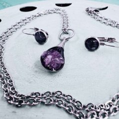 Energy necklace and earrings with purple jade