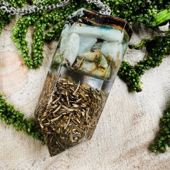 Orgonitové MAXI kyvadlo / přívěšek s amazonitem - pro pravdu, intuici a rovnováhu