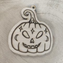 Dřevěná dýně s půlměsíci - dekorace / omalovánka