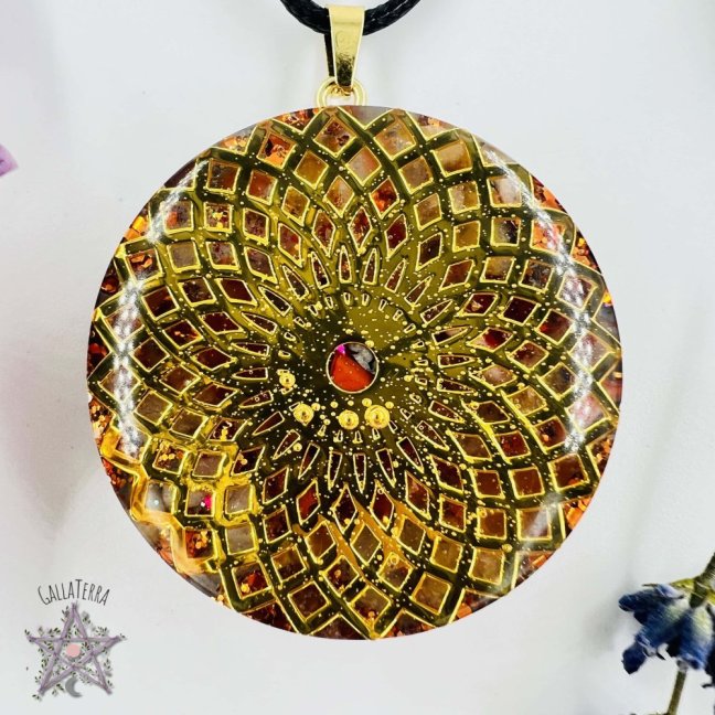 Orgonitový šperk / amulet / talisman s květem - Krásy západu slunce