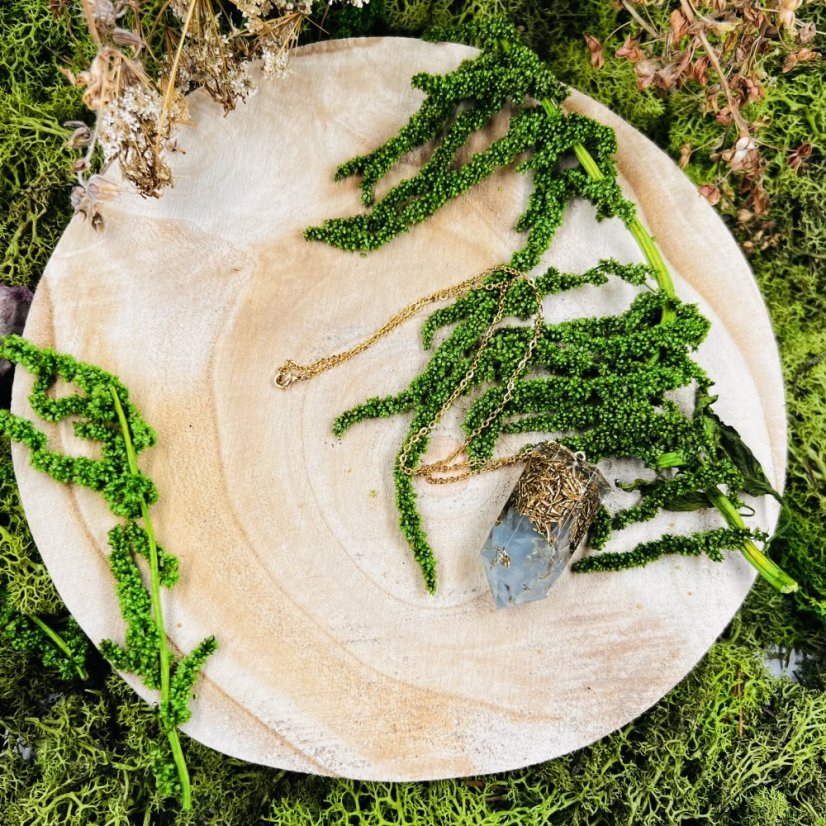 Orgonitové MAXI kyvadlo / přívěšek sakvamarínem - pro klid, pravdu a intuici