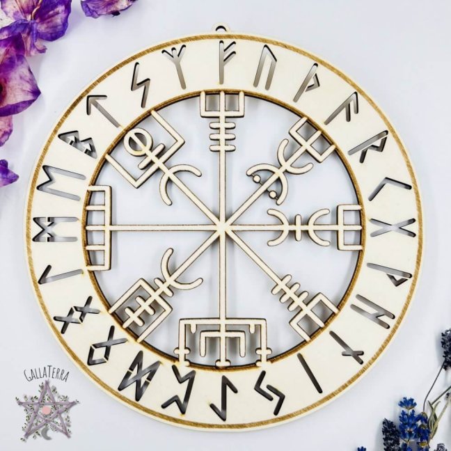 Wooden Vegvisír decoration - Dimension: 20cm Wooden Vegvisír decoration - Dimension: 20cm