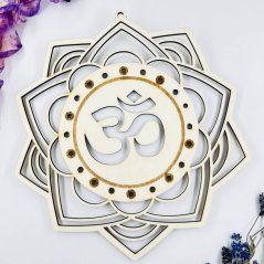 Wooden Om symbol mandala decoration