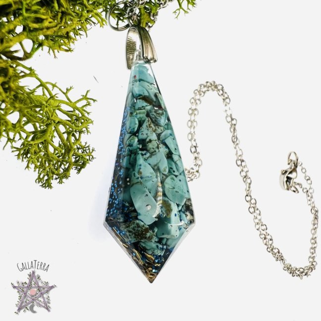 Orgonite pendulum - blue turquoise - communication & protection