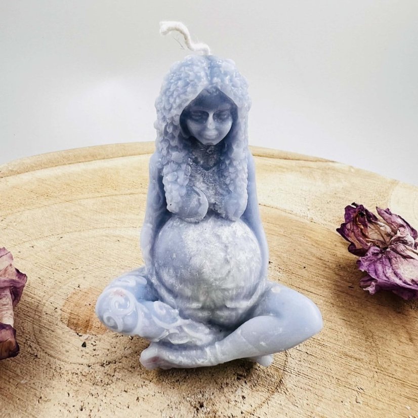 Přírodní rituální svíce Gaia - bohyně Zěmě - modrá