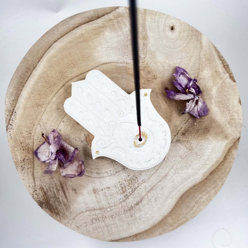 Podložka pod vonné tyčinky - ruka Fatimy - pro ochranu, štěstí a harmonii