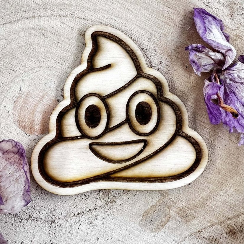 Usměvavé dřevěné hovínko - originální dárek