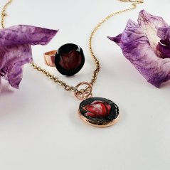 Jewellery set with painted poppies