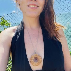 Wooden hand-carved jewelry - Sun flower goddess