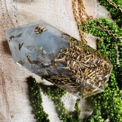 Orgonitové MAXI kyvadlo / přívěšek sakvamarínem - pro klid, pravdu a intuici