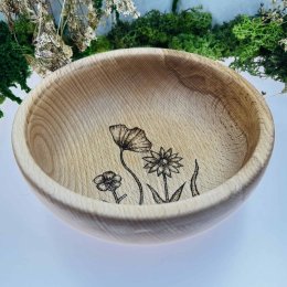 Beech bowl - meadow flowers