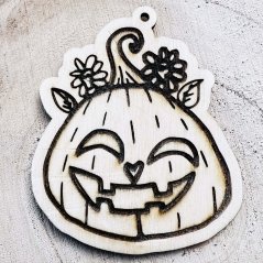 Halloweenská dřevěná dýně s květy - dekorace / omalovánka