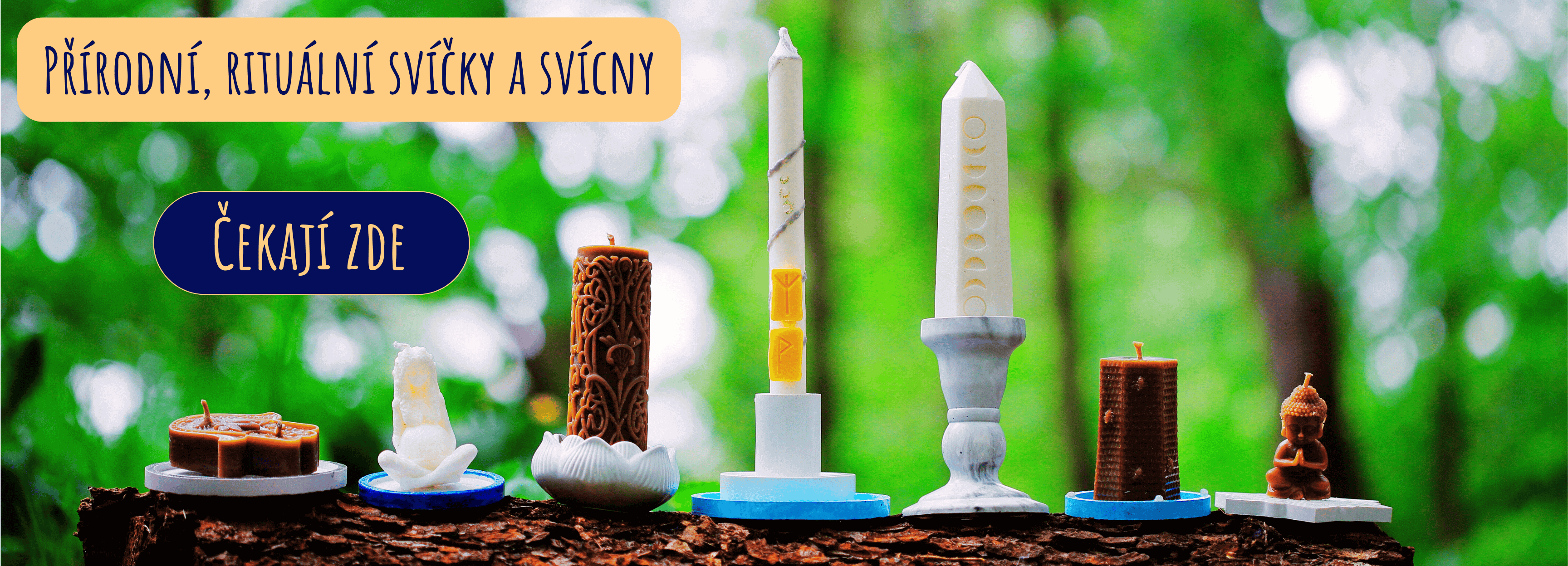 Přírodní rituální svíčky a svícny