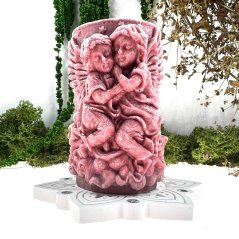 Přírodní andělská svíce - tmavě růžová - práce se srdcem & přijetí