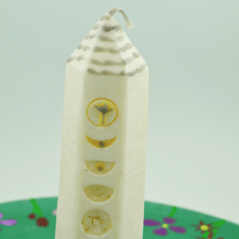 Natural ritual candle - white - for purity and protection with moon phases