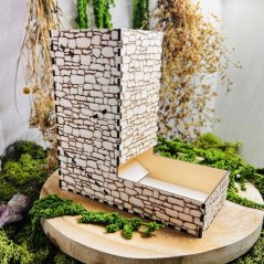 Dice Tower - wooden dice tower with a stone wall motif