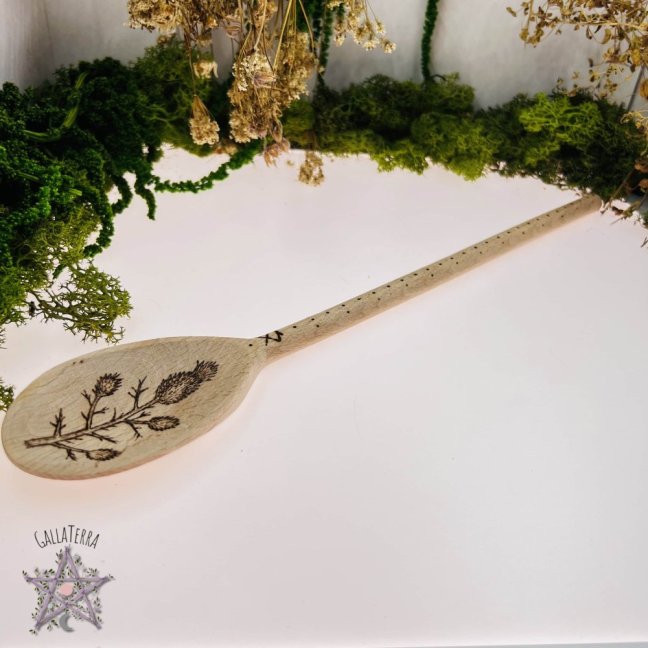 Magic wooden spoon - thistle - large