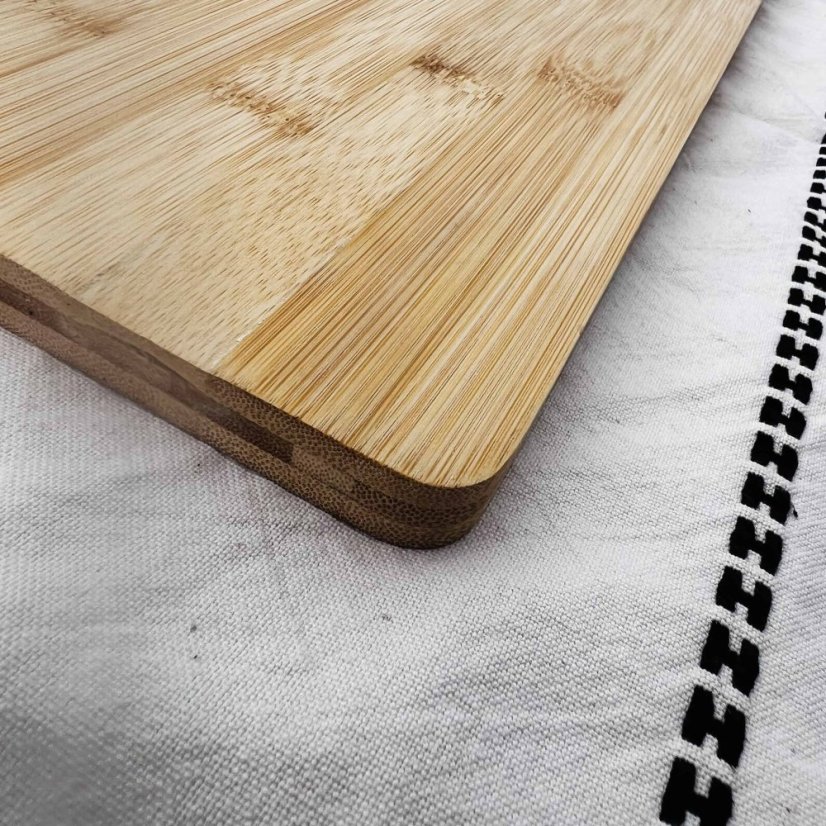 Kulaté akáciové prkénko s rukojetí - Lotosový květ 2