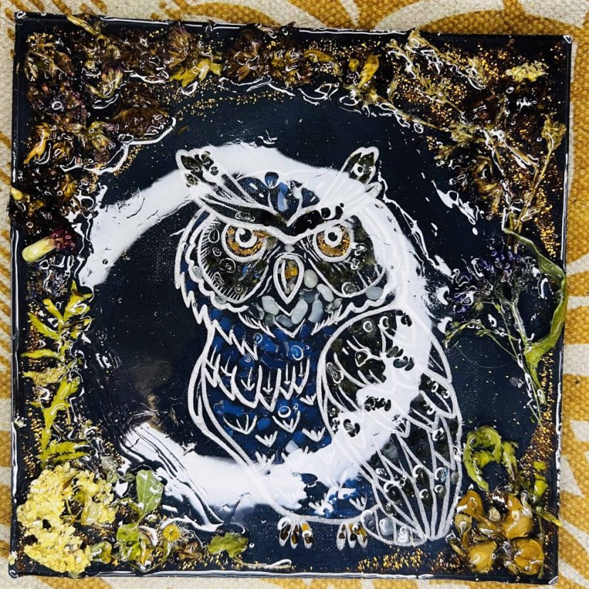 Energetický minerální obraz - Sova pro duchovní vedení