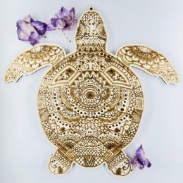 Dřevěná dekorace - mandala želva