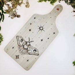 Beech cutting board - moth & stars - small