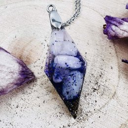 Orgonitové kyvadlo / přívěšek s kunzitem pro uvolnění napětí, lásku a vnitřní harmonii