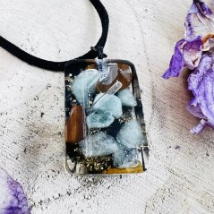 Orgonite jewellery with the Fehu rune for abundance and success