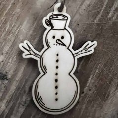 Autorská dřevěná vánoční ozdoba - Sněhulák